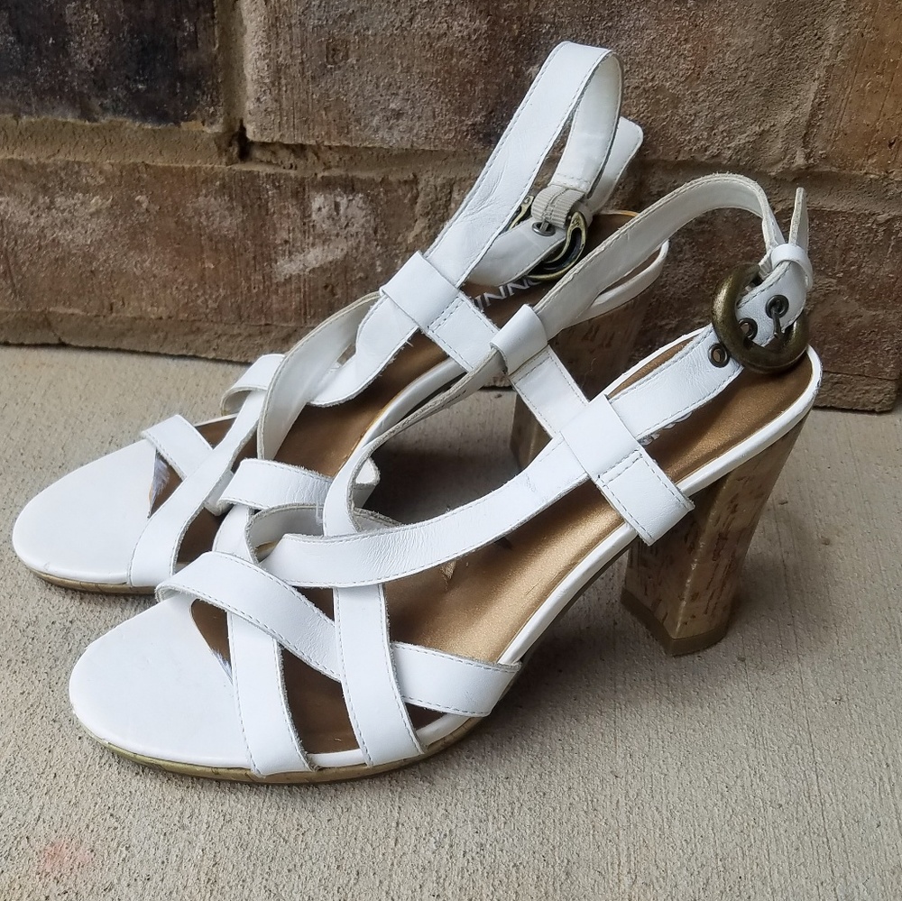 White high heel strappy sandals